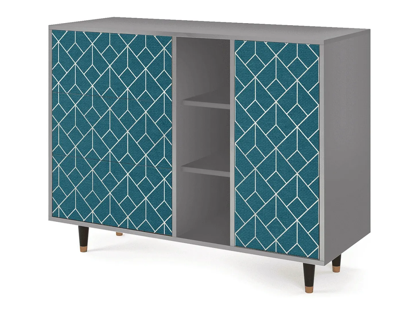 Aparador - 125x98x48 cm - BS2 - Turquoise Geometry, Gris