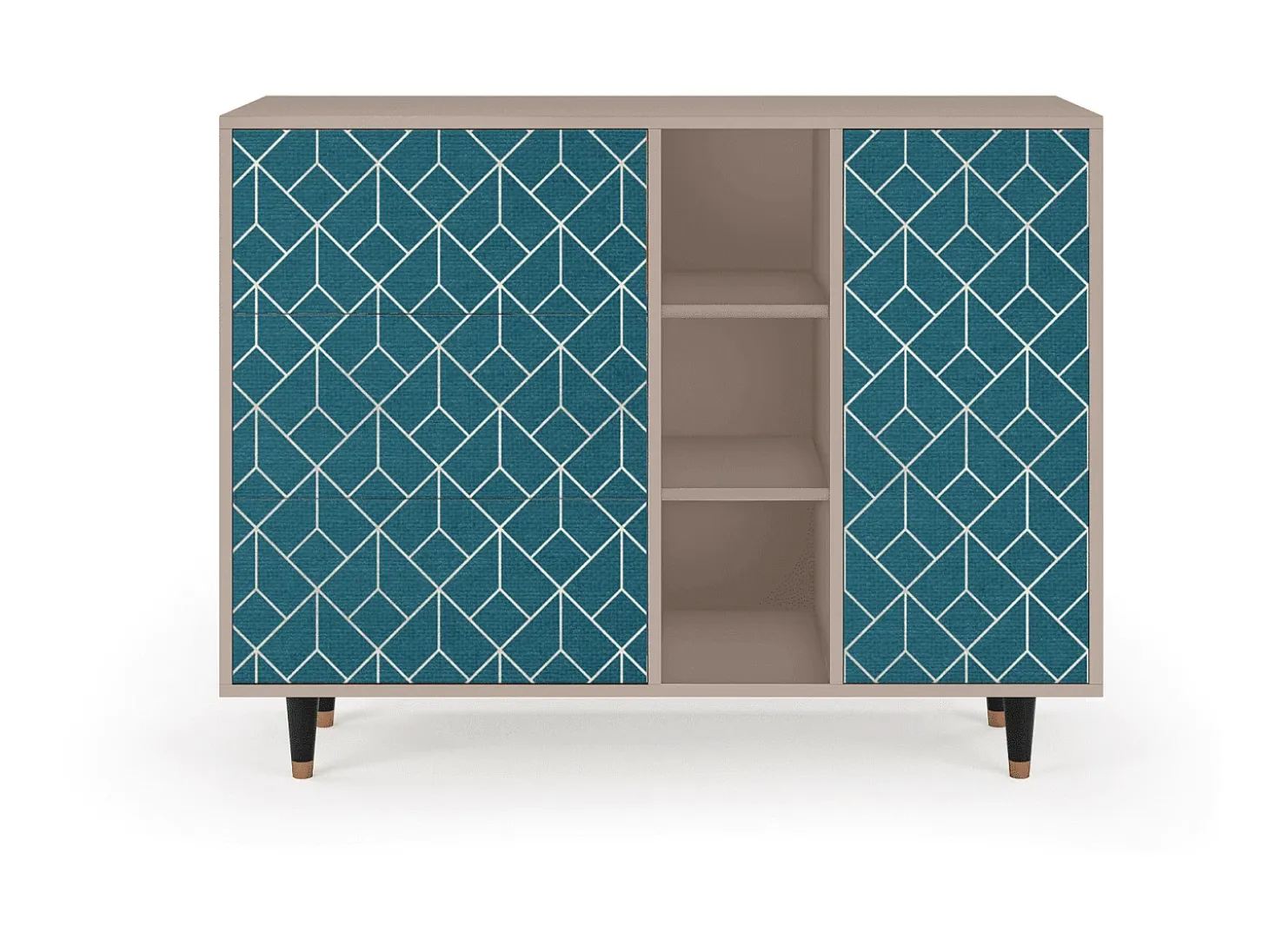 Aparador - 125x98x48 cm - BS2 - Turquoise Geometry, Latte