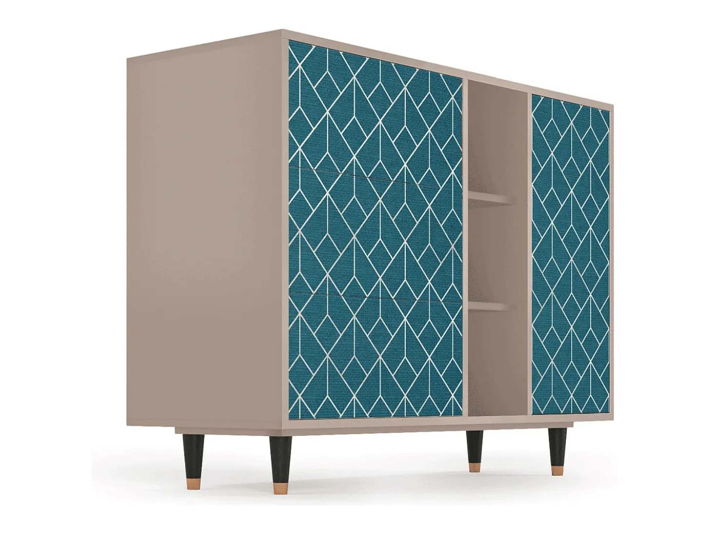 Aparador - 125x98x48 cm - BS2 - Turquoise Geometry, Latte