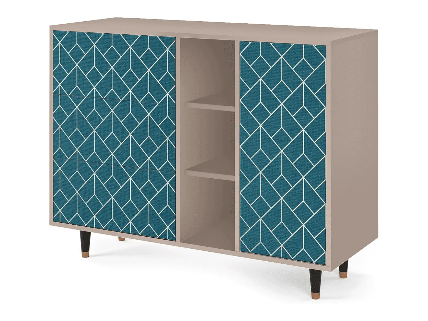 Aparador - 125x98x48 cm - BS2 - Turquoise Geometry, Latte