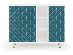 Aparador - 125x98x48 cm - BS2 - Turquoise Geometry, Blanco