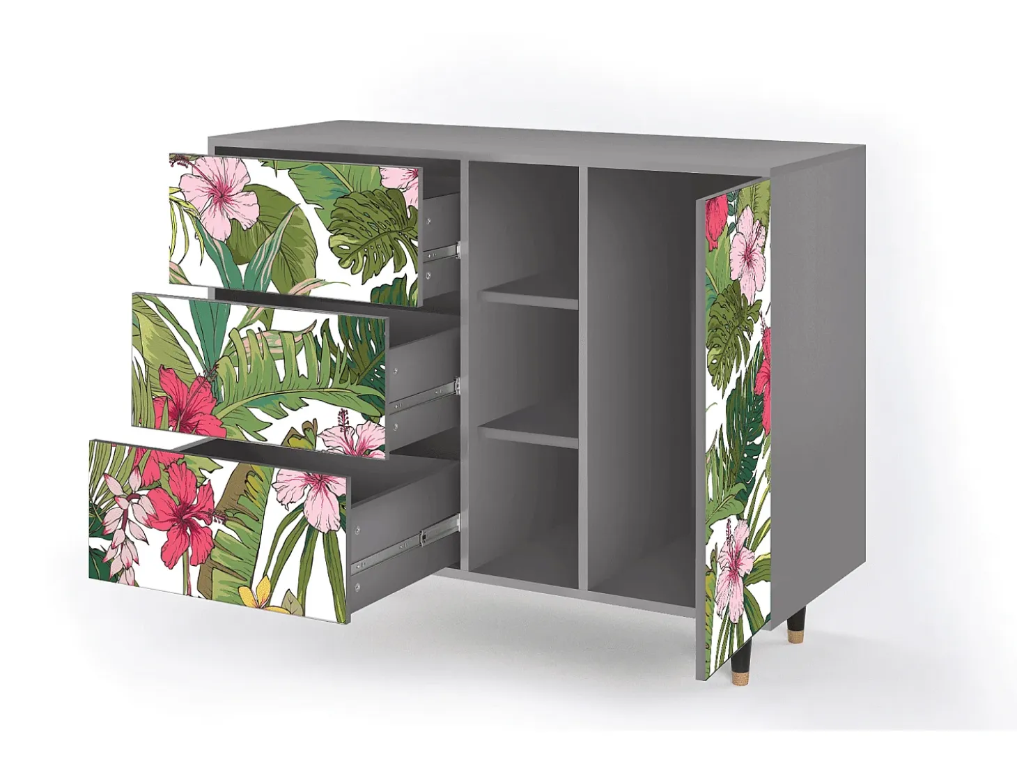 Aparador - 125x98x48 cm - BS2 - Verdant Tropics, Gris