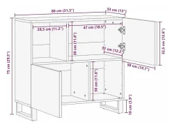 Aparador – 80x33,5x75 cm, fabricado en madera maciza de mango