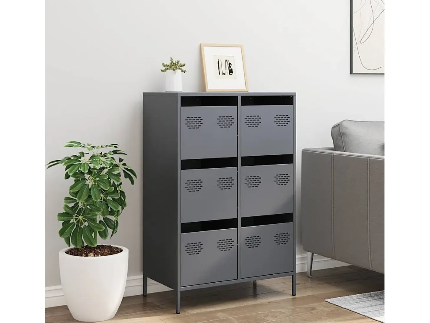 Aparador acero gris antracita 68x39x101,5 cm