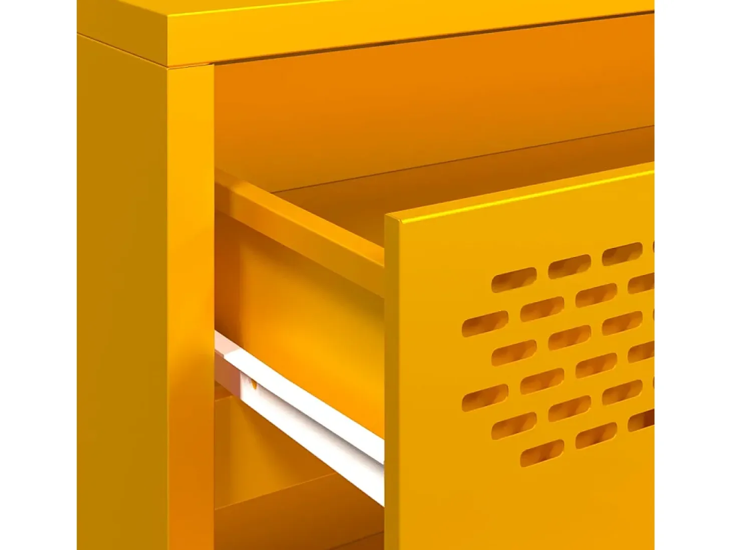 Aparador acero laminado en frío amarillo mostaza 68x39x58,5 cm