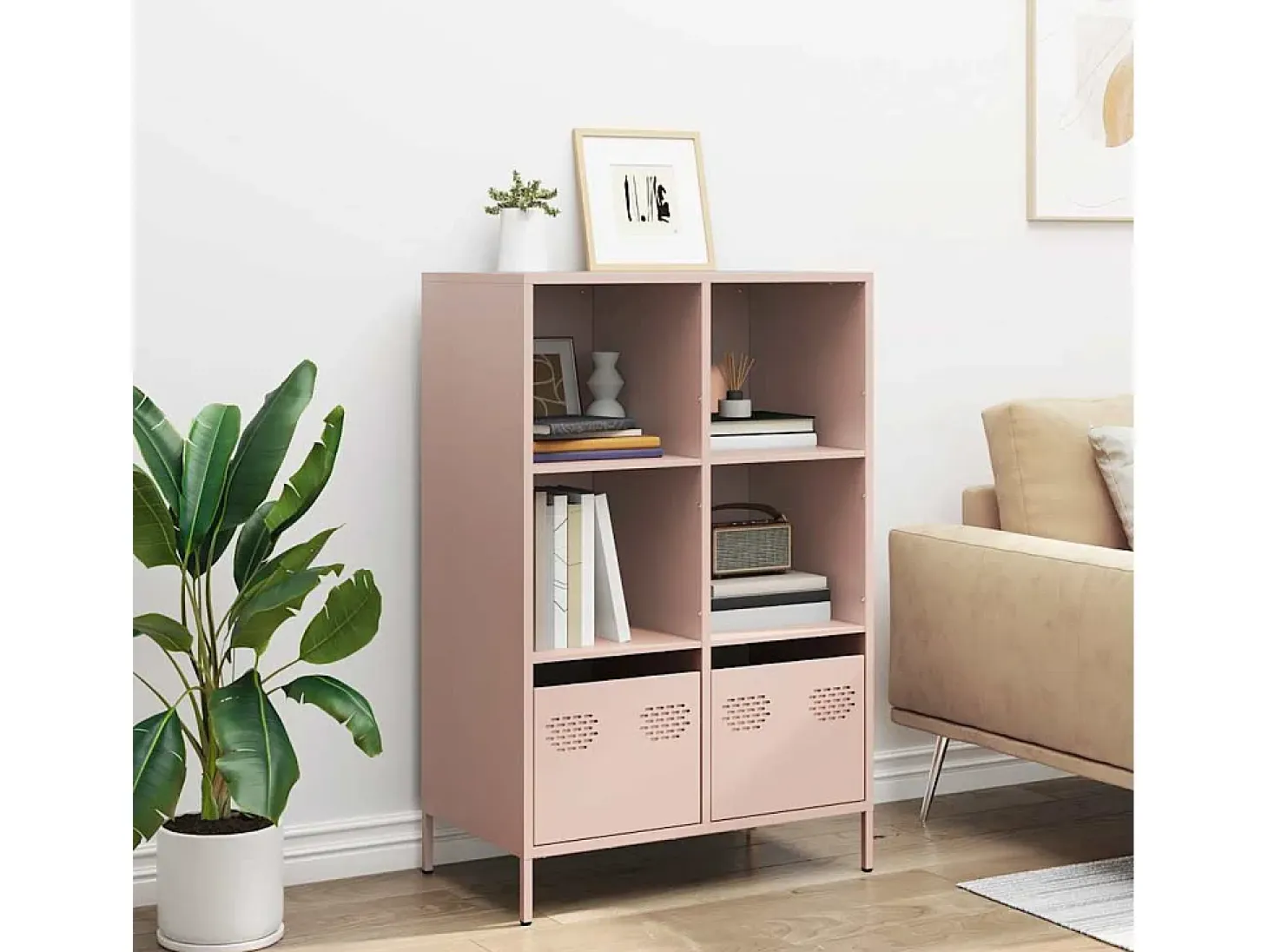 Aparador acero rosa 68x39x103,5 cm