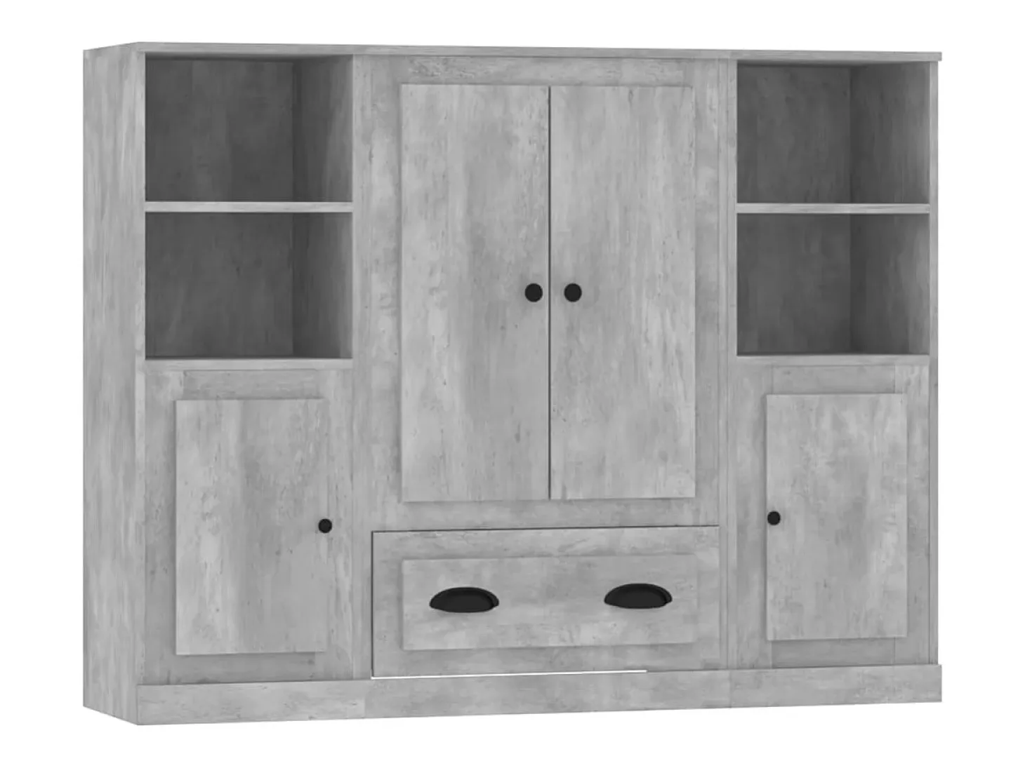 Aparador alto 3 piezas madera contrachapada gris hormigón