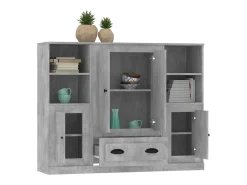 Aparador alto 3 piezas madera contrachapada gris hormigón