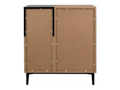 Aparador alto 2 puertas 2 baldas 80 cm - Acabado madera y negro