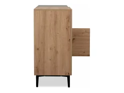 Aparador alto 2 puertas 2 baldas 80 cm - Acabado madera y negro