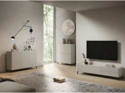 Aparador alto 4 puertas 90x35x110 cm Solaria cachemira