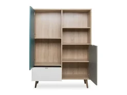 Aparador alto - roble Sonoma, blanco, gris y azul - 103 x 40 x 139 cm