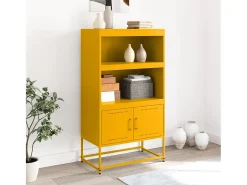 Aparador alto amarillo mostaza 68,5x38,5x123,5 cm acero