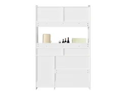Aparador alto blanco - Aparador con 2 cajones y 5 puertas - estantes regulables e iluminación LED