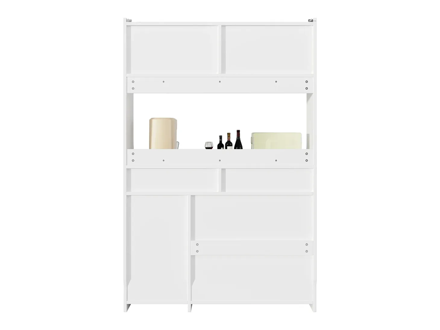 Aparador alto blanco - Aparador con 2 cajones y 5 puertas - estantes regulables e iluminación LED
