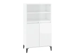 Aparador alto Blanco brillo 60x36x110 cm Madera de ingeniería