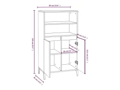 Aparador alto Blanco brillo 60x36x110 cm Madera de ingeniería