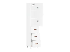 Aparador alto Blanco brillo 34,5x34x180 cm Madera de ingeniería