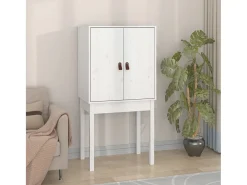 Aparador alto Blanco 60x40x120 cm Madera maciza de pino