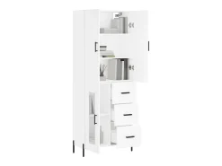 Aparador alto blanco 69,5x34x180 cm Madera contrachapada