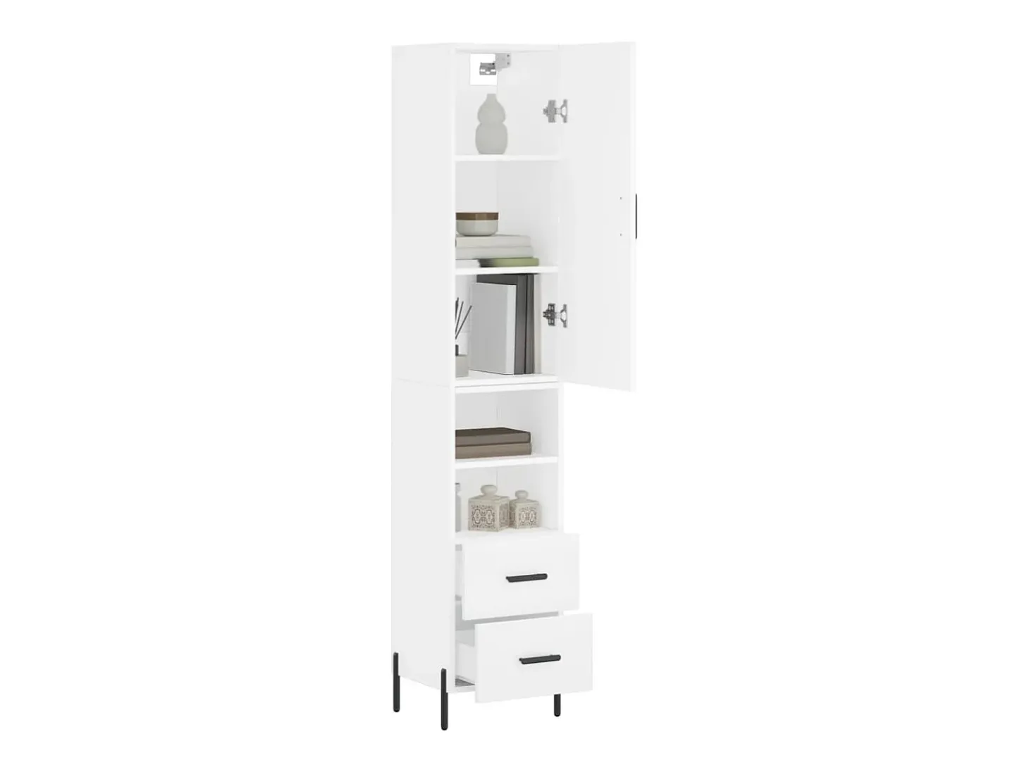 Aparador alto blanco 34,5x34x180 cm Madera contrachapada