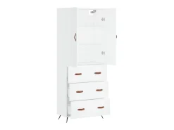 Aparador alto blanco 69,5x34x180 cm Madera contrachapada