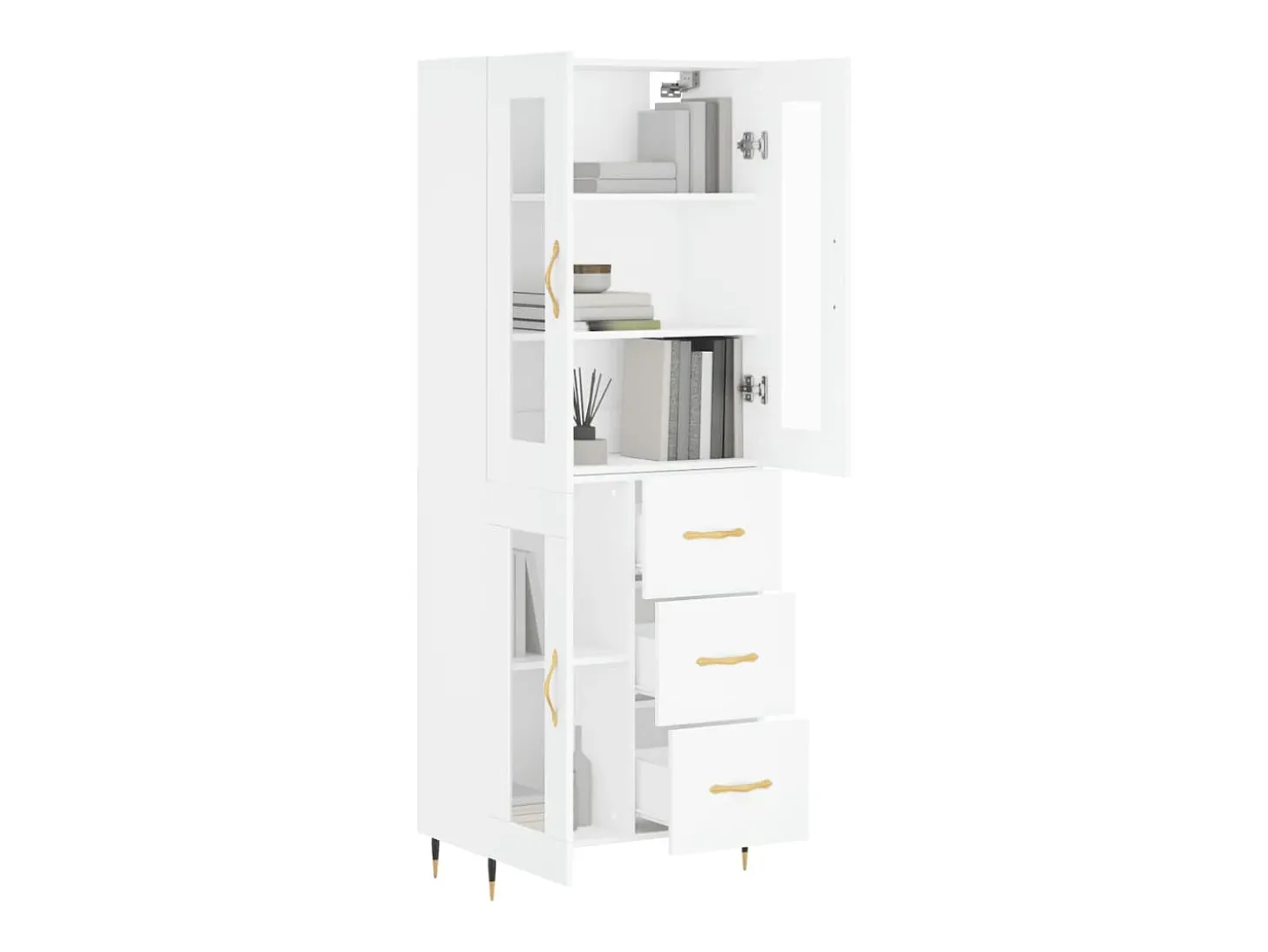 Aparador alto blanco 69,5x34x180 cm Madera contrachapada