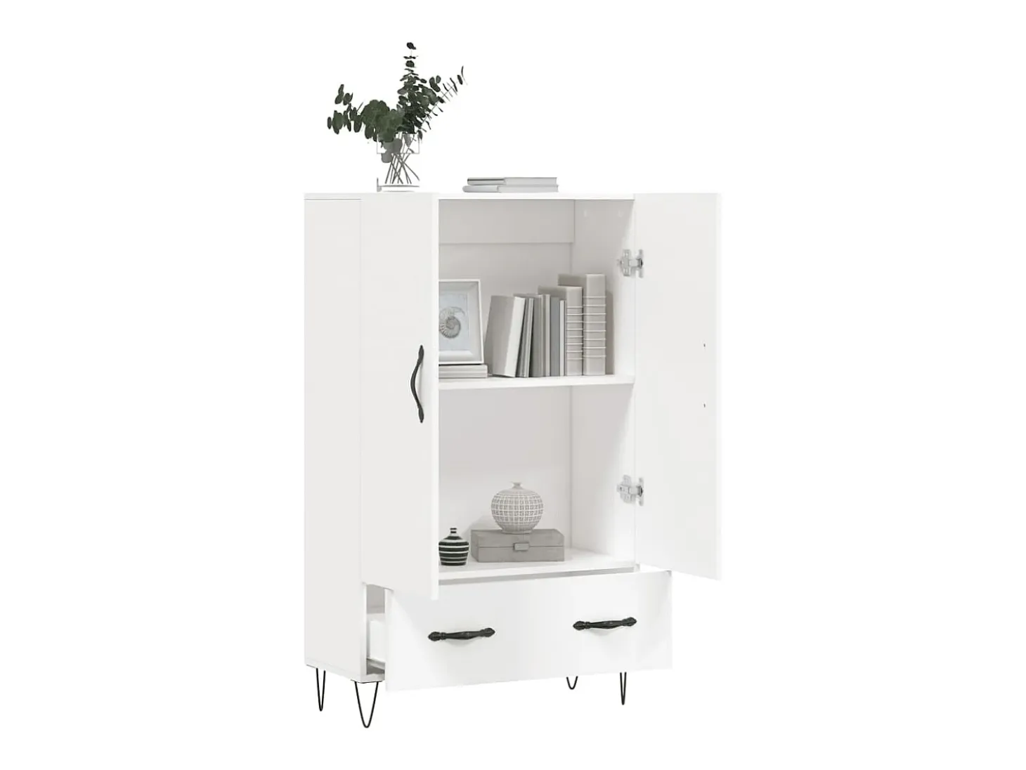 Aparador alto blanco 69,5x31x115 cm madera contrachapada