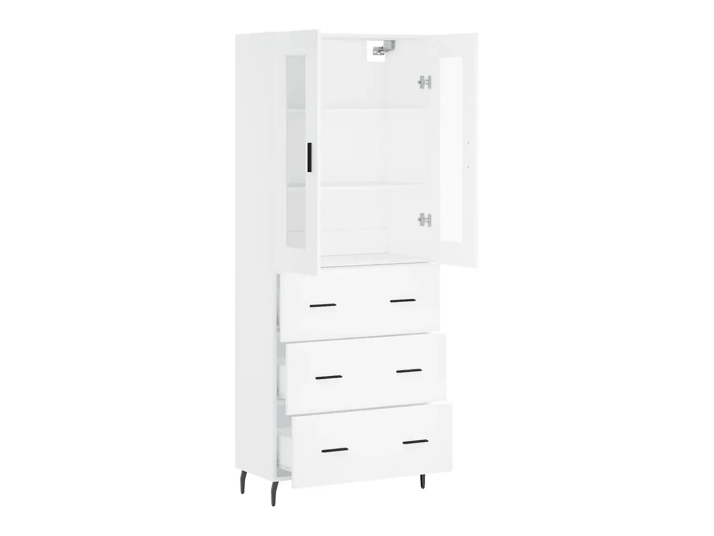 Aparador alto blanco 69,5x34x180 cm Madera contrachapada