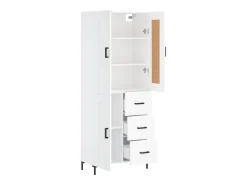 Aparador alto blanco 69,5x34x180 cm Madera contrachapada