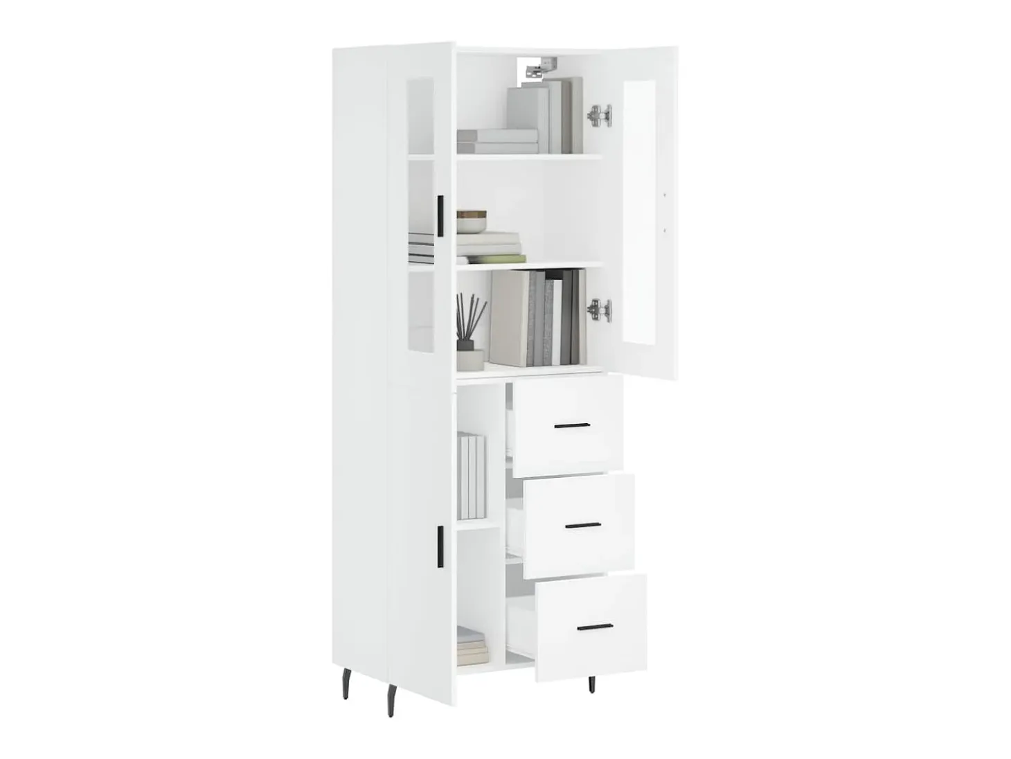 Aparador alto blanco 69,5x34x180 cm Madera contrachapada