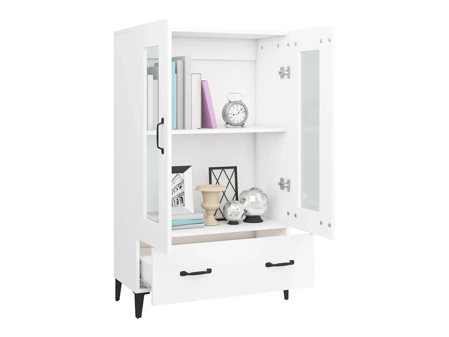 Aparador alto blanco 70x31x115 cm Madera contrachapada