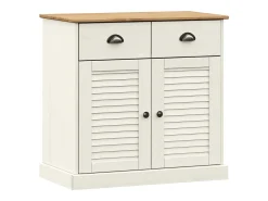 Aparador alto blanco 78x40x175 cm madera maciza de pino