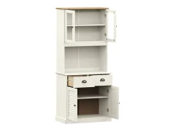 Aparador alto blanco 78x40x175 cm madera maciza de pino