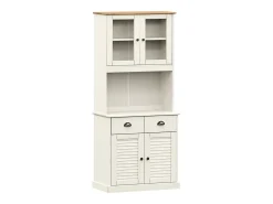 Aparador alto blanco 78x40x175 cm madera maciza de pino