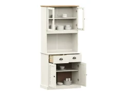 Aparador alto blanco 78x40x175 cm madera maciza de pino