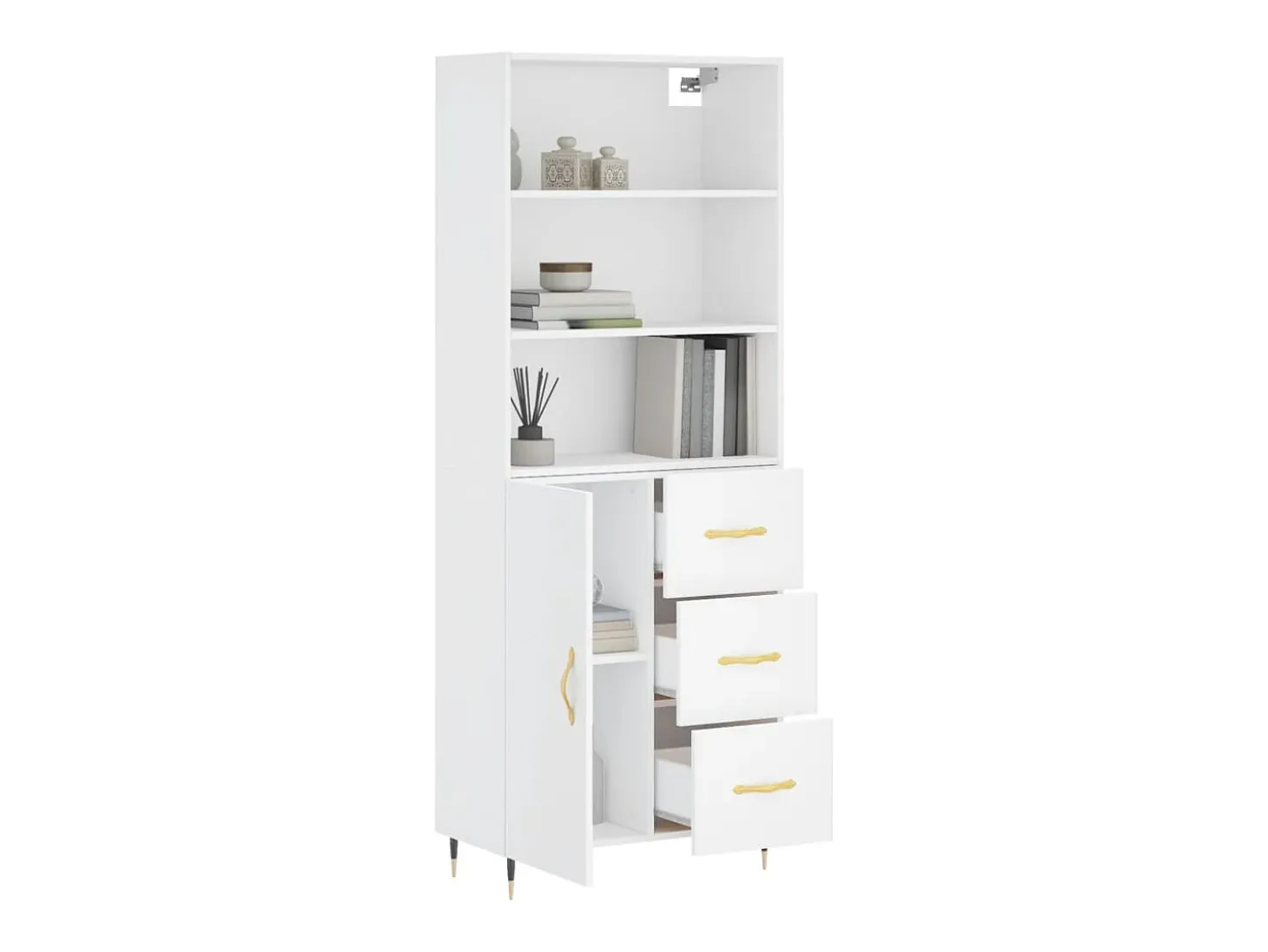 Aparador alto blanco 69,5x34x180 cm Madera contrachapada