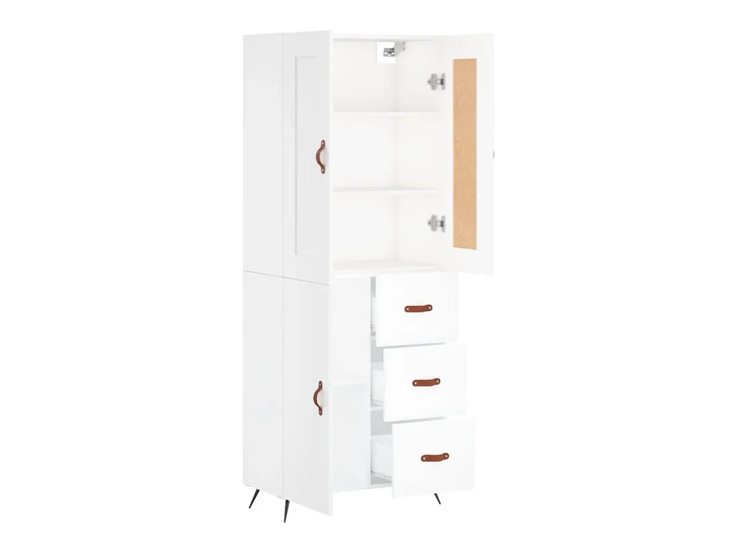Aparador alto blanco 69,5x34x180 cm Madera contrachapada