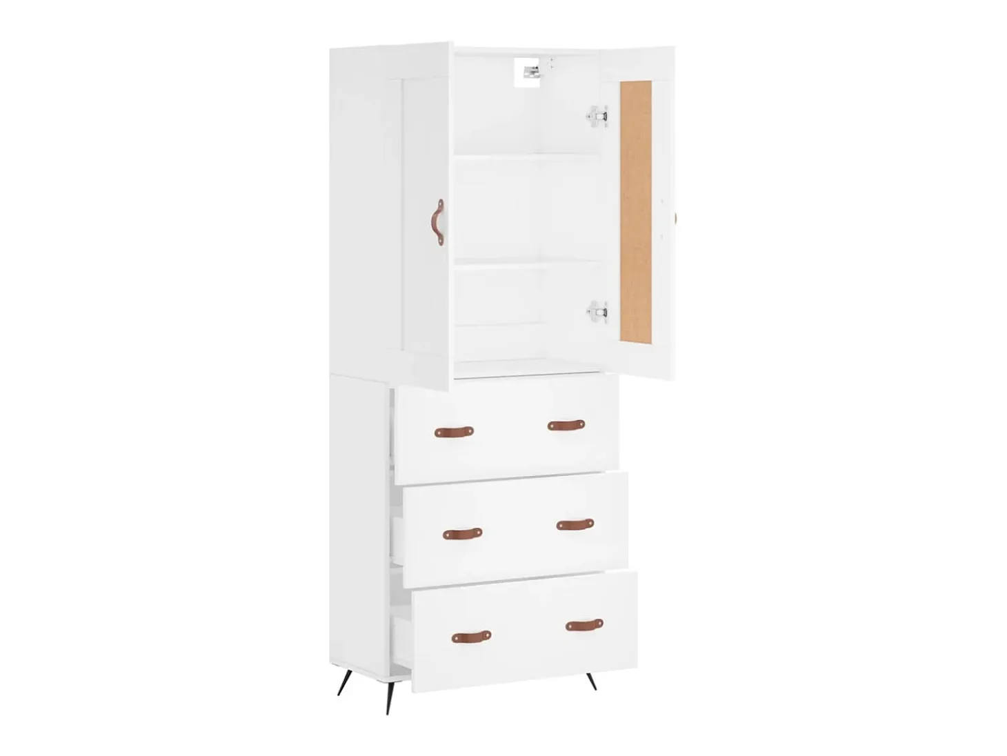 Aparador alto blanco 69,5x34x180 cm Madera contrachapada