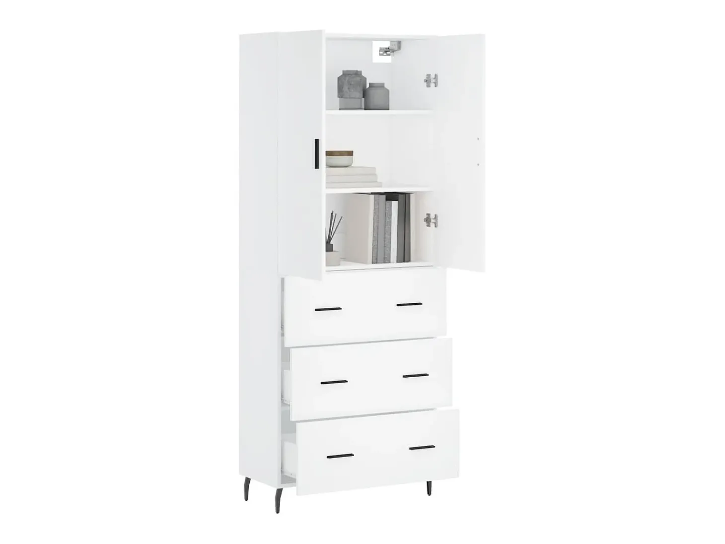 Aparador alto blanco 69,5x34x180 cm Madera contrachapada