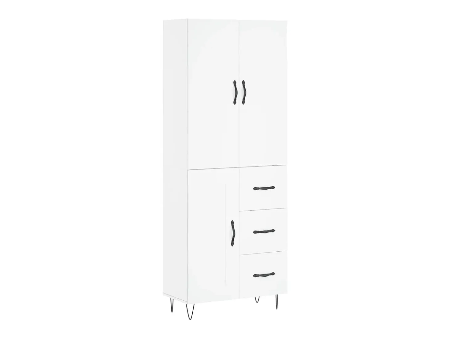 Aparador alto blanco 69,5x34x180 cm Madera contrachapada