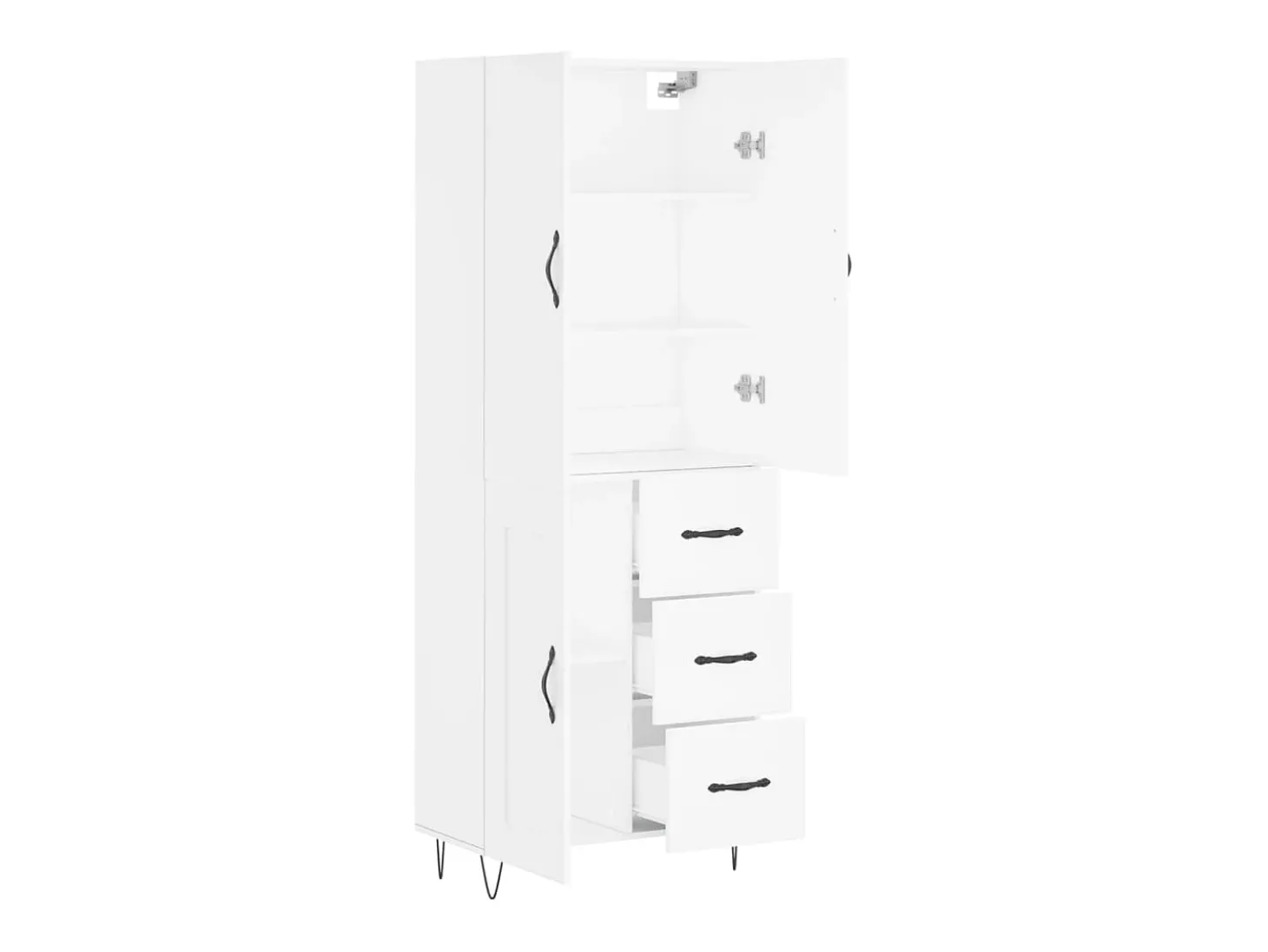 Aparador alto blanco 69,5x34x180 cm Madera contrachapada