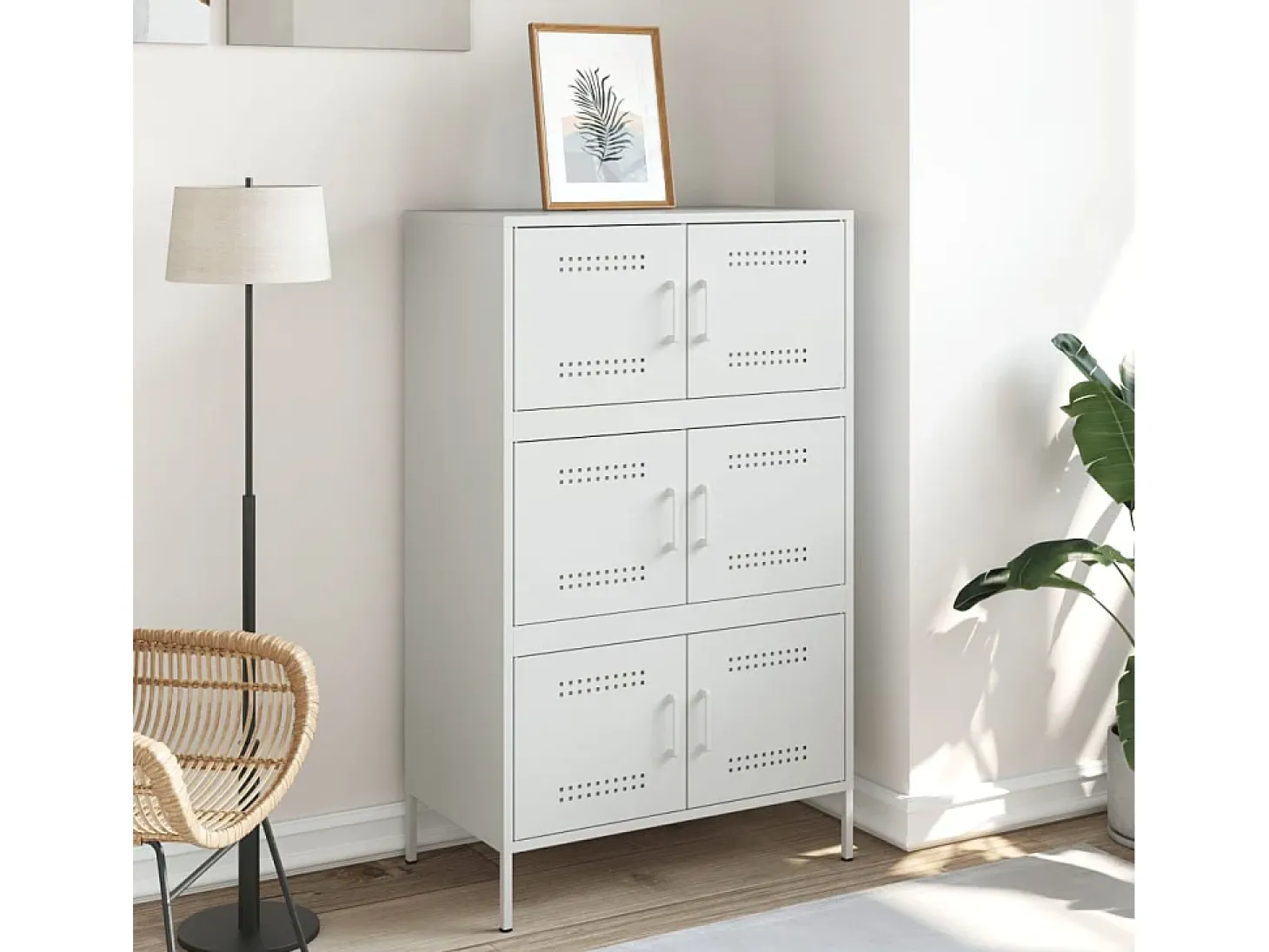 Aparador alto blanco 68x39x113 cm acero
