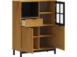 Aparador alto con puerta vidrio FLAM madera pino 92x40x122,5 cm ES19970