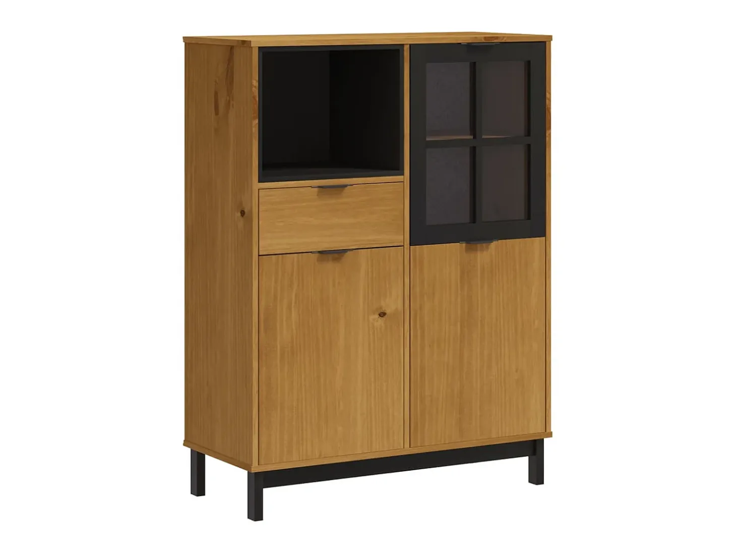 Aparador alto con puerta vidrio FLAM madera pino 92x40x122,5 cm ES19970