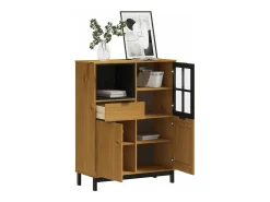 Aparador alto con puerta vidrio FLAM madera pino 92x40x122,5 cm