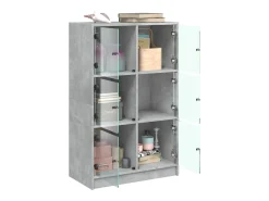 Aparador alto con puertas gris hormigón 68x37x109 cm madera de ingeniería