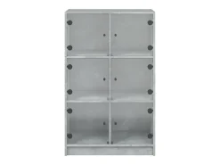 Aparador alto con puertas gris hormigón 68x37x109 cm madera de ingeniería