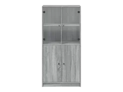 Aparador alto con puertas madera gris Sonoma 68x37x142 cm