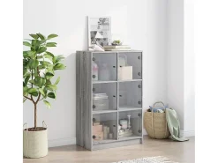 Aparador alto con puertas madera gris Sonoma 68x37x109 cm